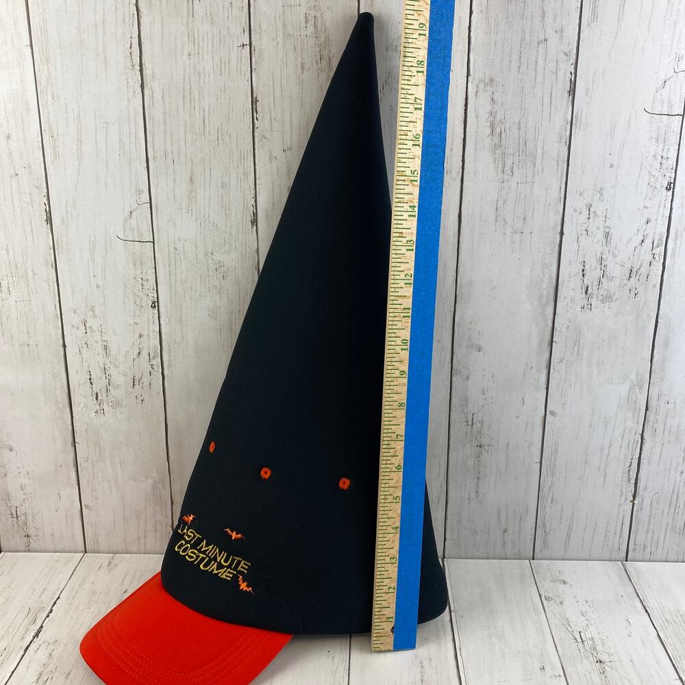VTG 1999 Last Minute Costume Halloween Witch Hat Orange Black Bats On Size - Picture 9 of 9